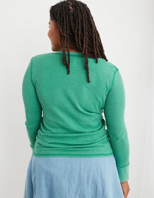Aerie Heart-Eyes Waffle Henley Long Sleeve T-Shirt