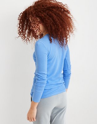 Женские футболки Aerie Heart-Eyes Waffle Henley Long Sleeve T-Shirt — фото 2