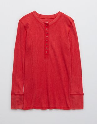 Aerie Heart-Eyes Waffle Henley Long Sleeve T-Shirt