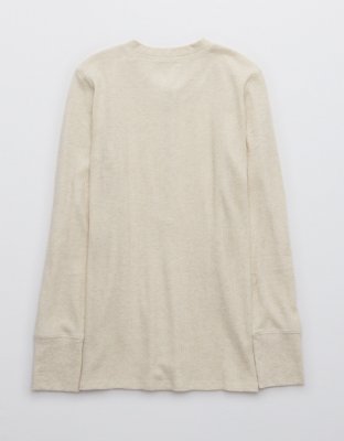 Aerie Heart-Eyes Waffle Henley Long Sleeve T-Shirt