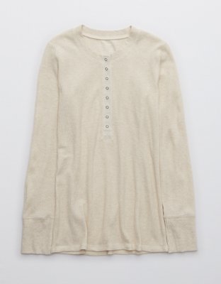 Aerie Heart-Eyes Waffle Henley Long-Sleeve T-Shirt