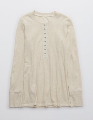 Aerie Heart-Eyes Waffle Henley Long Sleeve T-Shirt