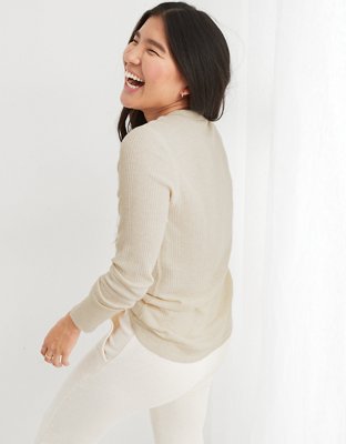 Aerie Heart-Eyes Waffle Henley Long Sleeve T-Shirt