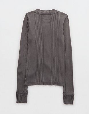 Aerie Road Trip T-shirt manga larga con cuello henley