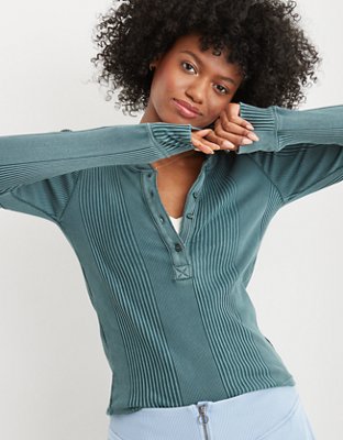 Aerie Road Trip Long Sleeve Henley T-Shirt