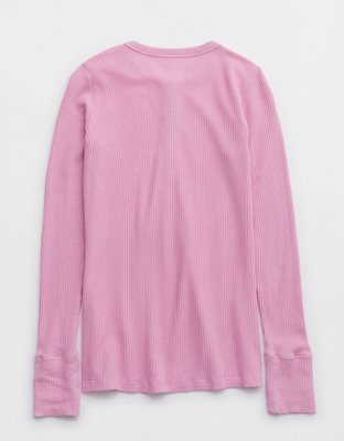 Aerie Waffle Rib Long Sleeve Henley T-Shirt