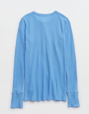 Aerie Waffle Rib Long Sleeve Henley T-Shirt
