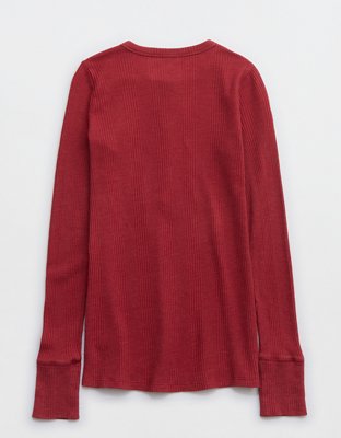 Aerie Waffle Rib Long Sleeve Henley T-Shirt