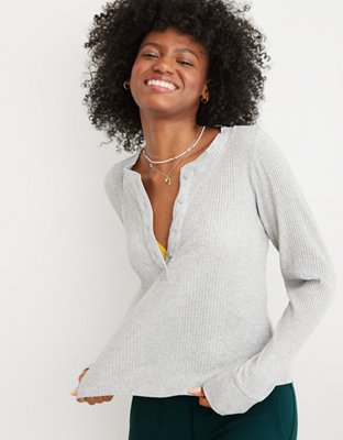 Aerie Road Trip Long Sleeve Henley T-Shirt
