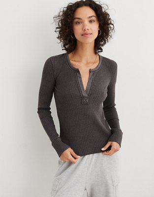 Aerie Fireside Long Sleeve Henley T-Shirt