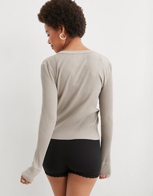 Aerie Fireside Long Sleeve Henley T-Shirt