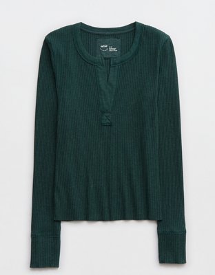 Женские футболки Aerie Fireside Long Sleeve Henley T-Shirt — фото 3
