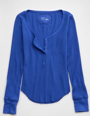 Aerie T-shirt Esencial con Cuello Henley para Usar en Capas