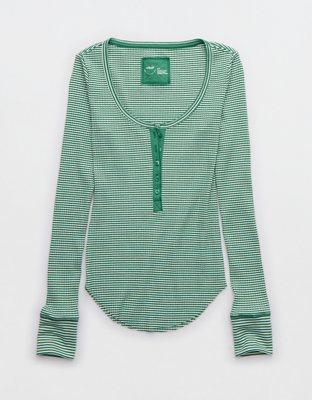 Aerie T-shirt Esencial con Cuello Henley para Usar en Capas