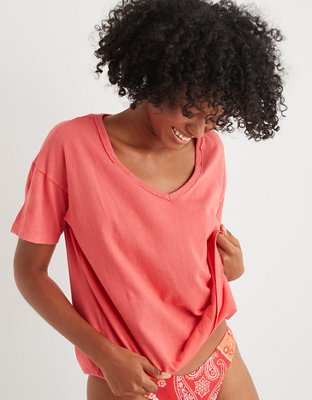 Aerie Distressed V-Neck Boyfriend T-Shirt