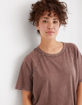 Aerie Distressed Raglan Boyfriend TShirt