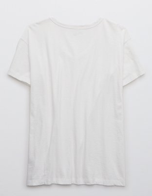 Aerie Distressed V-Neck Oversized Boyfriend T-Shirt