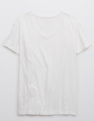 Aerie Distressed V-Neck Oversized Boyfriend T-Shirt