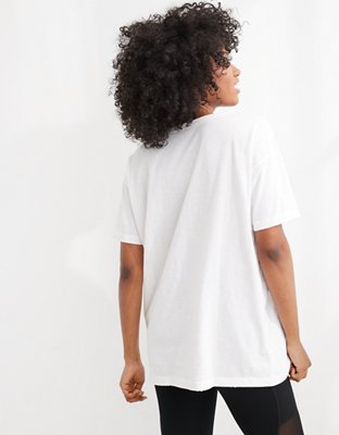 Aerie Distressed V-Neck Oversized Boyfriend T-Shirt
