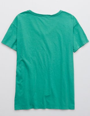 Aerie Distressed V-Neck Oversized Boyfriend T-Shirt