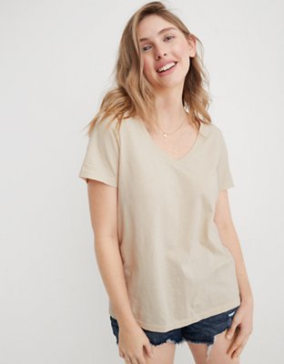 V-Neck T-Shirt OFFLINE By Aerie Goals Ribbed V Neck T-Shirt