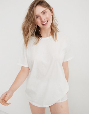 Aerie Distressed Basic Boyfriend T Shirt