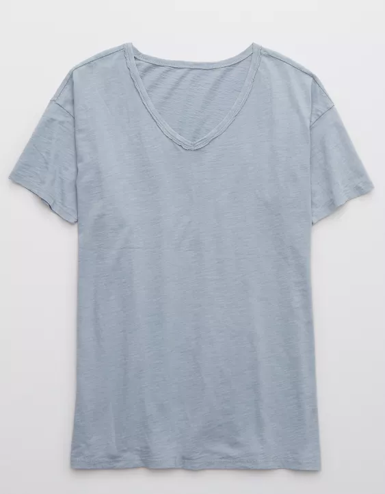 Aerie Distressed Basic V-Neck Boyfriend T-Shirt