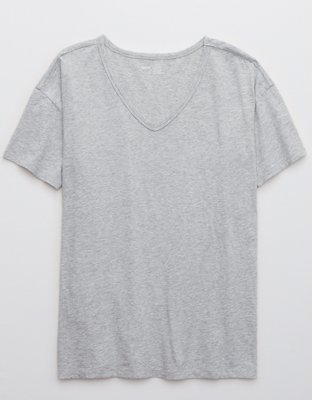 American Eagle By Aerie Goals Ribbed V Neck T-Shirt - 2161_1613_297