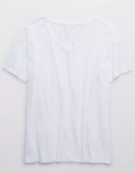 Aerie Distressed Basic V-Neck Boyfriend T-Shirt