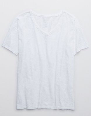 Aerie Distressed Basic V-Neck Boyfriend T-Shirt