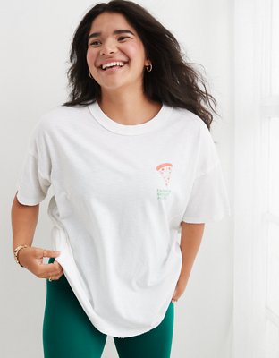  Womens Pizza Print Short Sleeve Oversized T Shirt