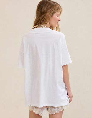 Женская футболка Aerie Basic V-Neck Boyfriend, цвет: Белый — фото 3