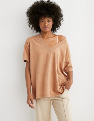 Aerie Extreme V-Neck Oversized Boyfriend T-Shirt