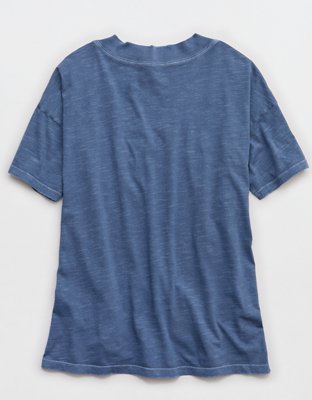 Женская футболка Aerie Extreme V-Neck Oversized Boyfriend, цвет: Стальной синий — фото 4