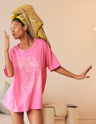 Aerie Long Sleeve Oversized Boyfriend T-Shirt