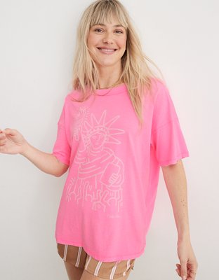 T-shirt Oversize OFFLINE By Aerie - Logo Sunburst - 100% Coton - Taille M Blanc