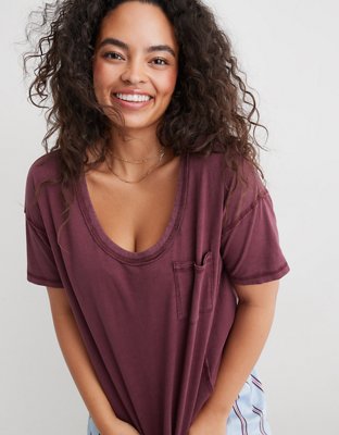 Aerie Long Sleeve Oversized Boyfriend T-Shirt