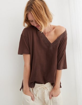 aerie real soft v neck tee