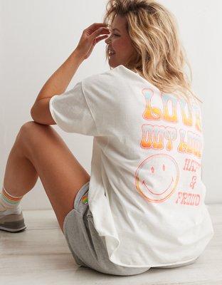 Женские футболки Aerie Smiley® Pride Graphic Oversized Boyfriend T-Shirt — фото 3