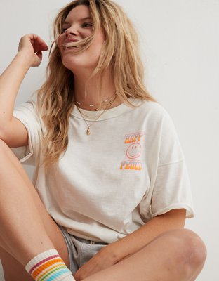 Женские футболки Aerie Smiley® Pride Graphic Oversized Boyfriend T-Shirt — фото 2