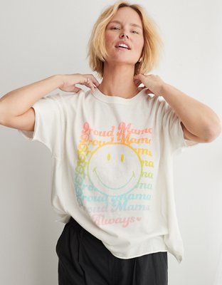 Aerie Smiley Mama Graphic Oversized Boyfriend T-Shirt