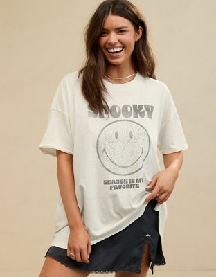 Aerie Smiley Halloween Oversized Graphic Boyfriend T Shirt