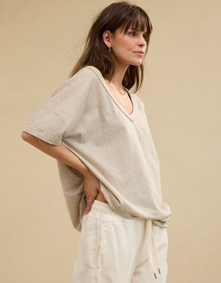 Aerie T-shirt Boyfriend Extragrande con Escote V