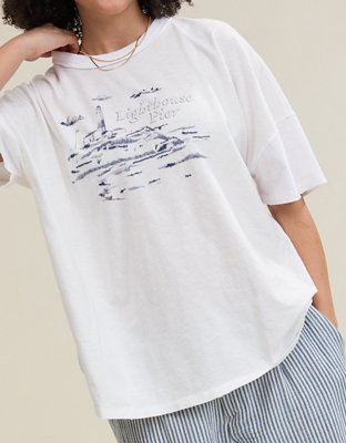 T-shirt petit ami à col rond surdimensionné Aerie