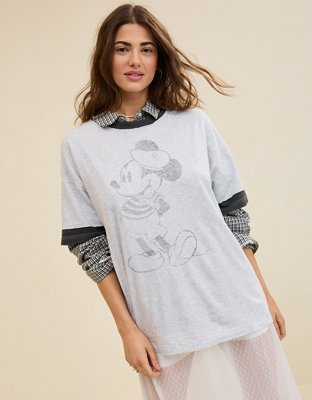Aerie Boyfriend Playera Extragrande con Cuello Redondo