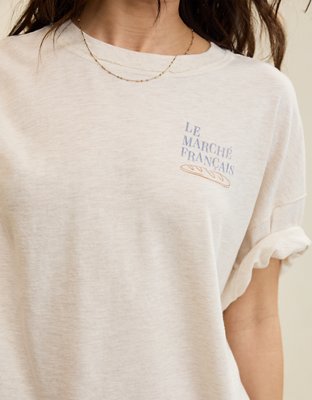 Aerie Boyfriend Playera Extragrande con Cuello Redondo
