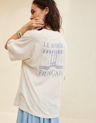 Aerie Boyfriend Playera Extragrande con Cuello Redondo