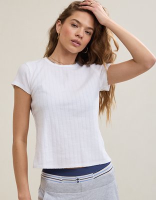 Aerie T-shirt Vintage de Tejido Calado