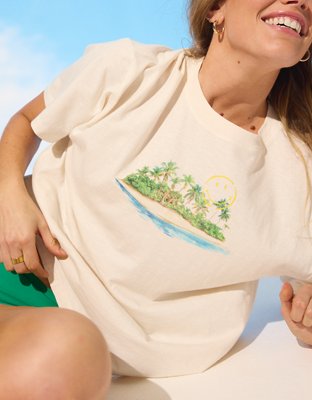 Женская футболка Aerie Smiley® Relaxed, цвет: Натуральный — фото 5