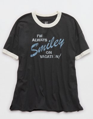 Женская футболка Aerie Smiley® Oversized Crew Boyfriend, цвет: Дымчатый серый — фото 3